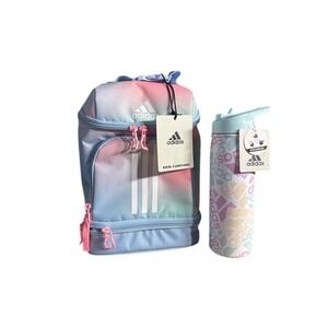 adidas Girl Excel 2 Insulated Lunch Bag & Matching Steel Water Bottle School NEW